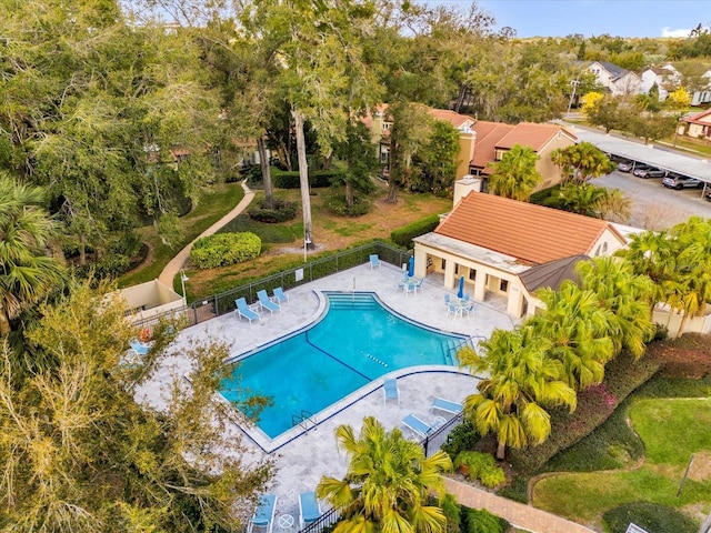 view of swimming pool with a patio