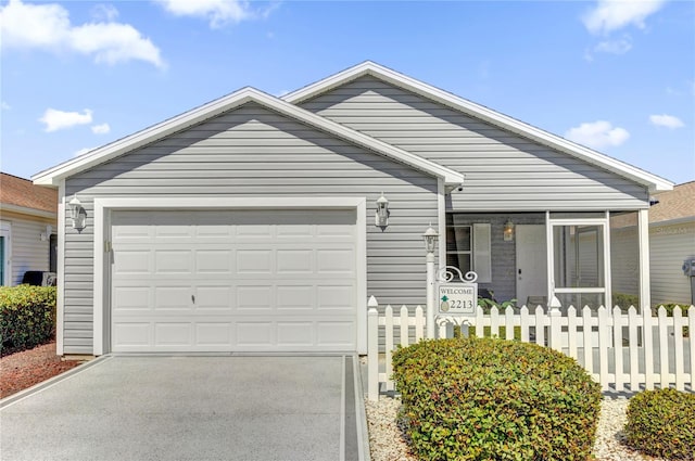 ranch-style home with a garage