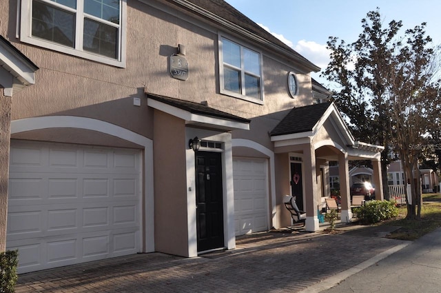 exterior space featuring a garage