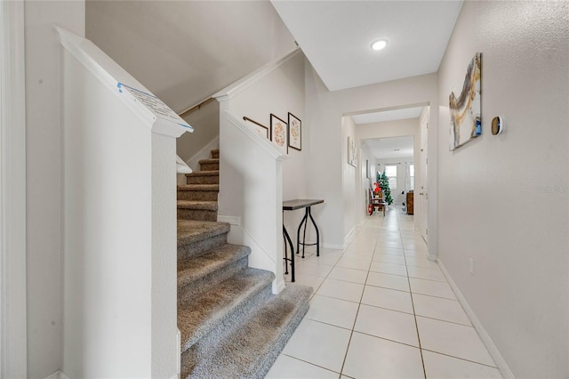 interior space featuring light tile patterned flooring