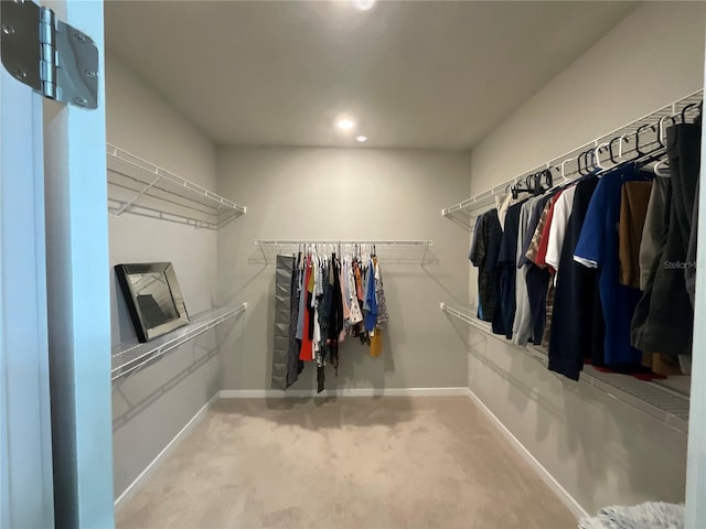 walk in closet with carpet