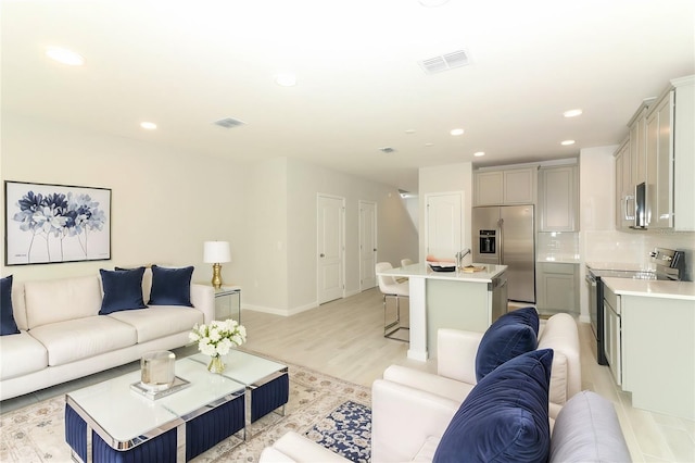 living room featuring light hardwood / wood-style flooring