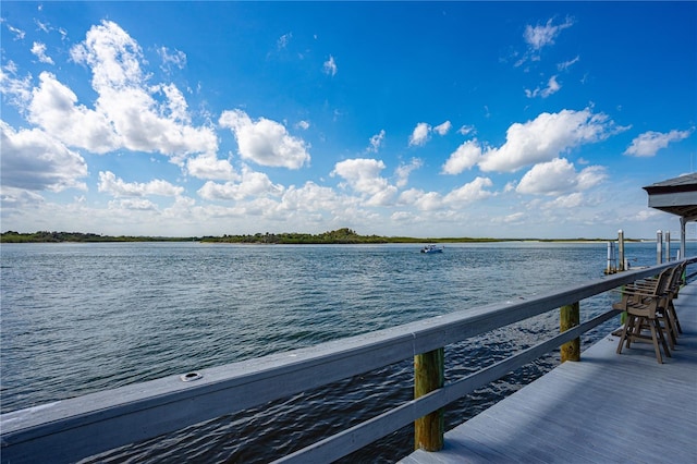 view of dock featuring a water view