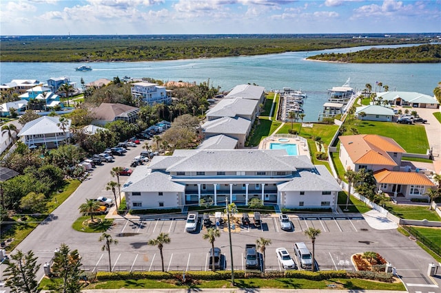 bird's eye view featuring a water view