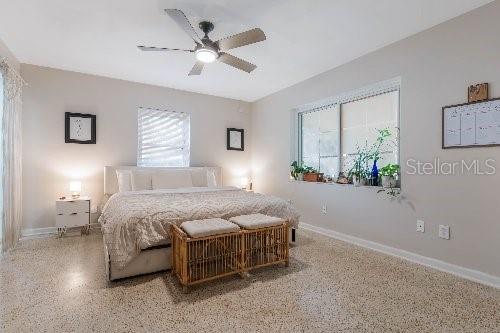 bedroom featuring ceiling fan