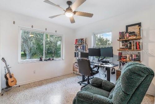 office area featuring ceiling fan