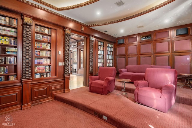 cinema room with carpet floors