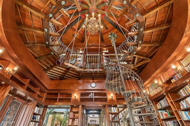 room details featuring beamed ceiling and wooden ceiling