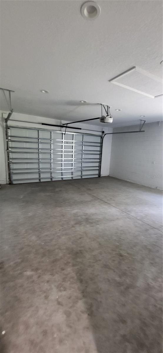 garage with a garage door opener