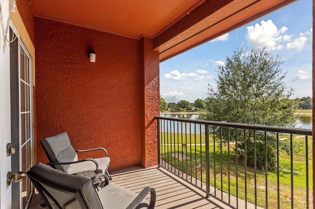 balcony with a water view