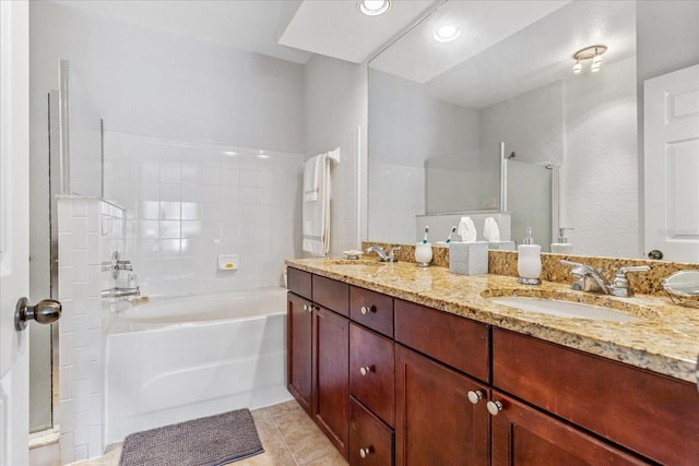 bathroom featuring vanity and tile patterned flooring