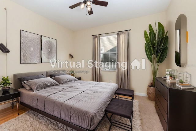 bedroom featuring ceiling fan