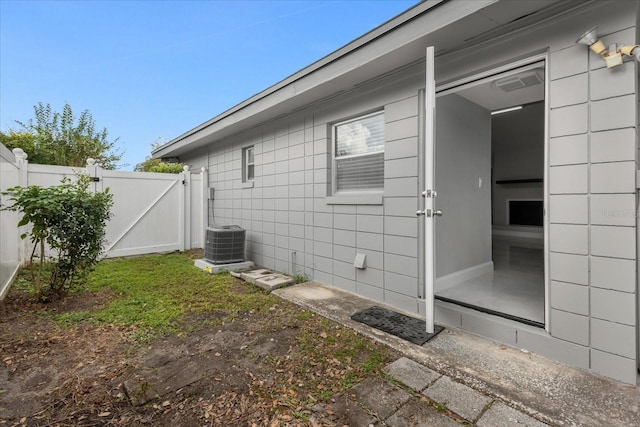 view of home's exterior featuring cooling unit