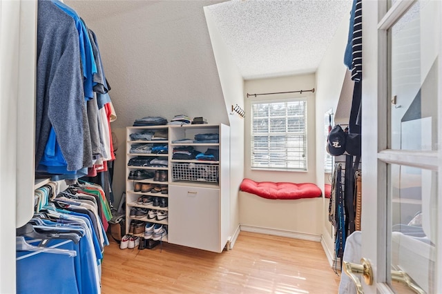 spacious closet with hardwood / wood-style flooring