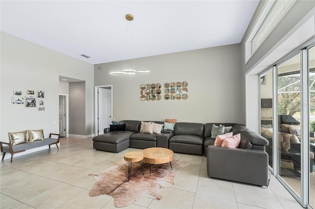 view of tiled living room