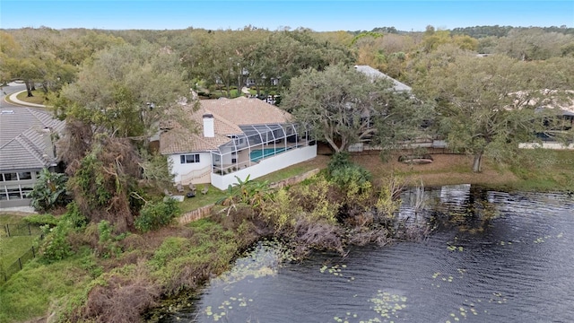 bird's eye view featuring a water view