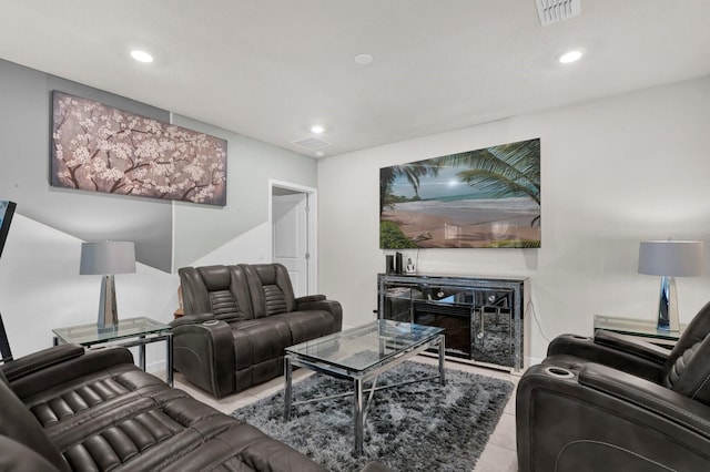 view of tiled living room