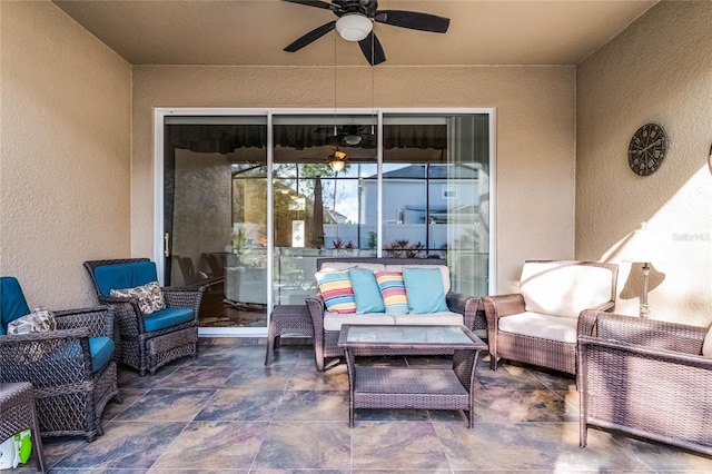 view of patio / terrace featuring outdoor lounge area and ceiling fan