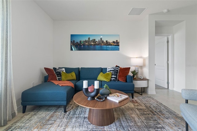 living room featuring tile patterned floors