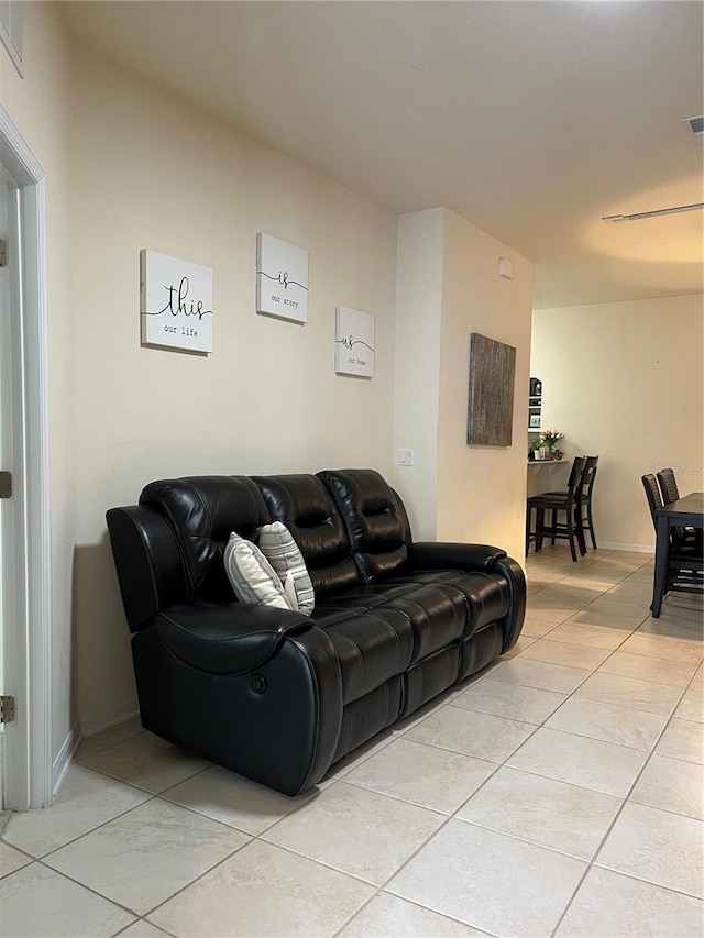 view of tiled living room