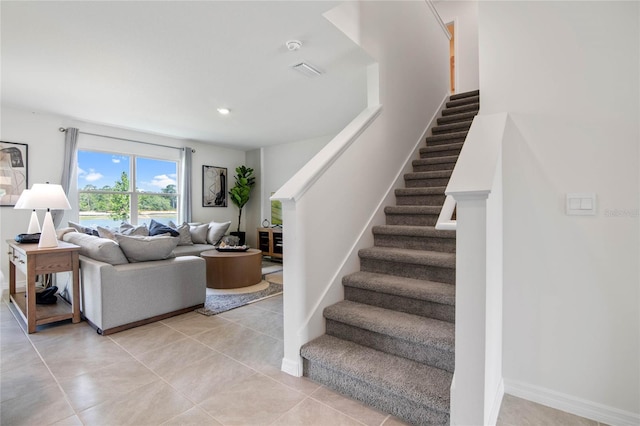 interior space with tile patterned flooring