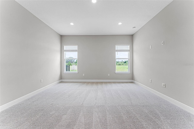 carpeted spare room featuring a wealth of natural light