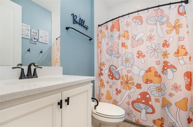 bathroom with toilet and vanity