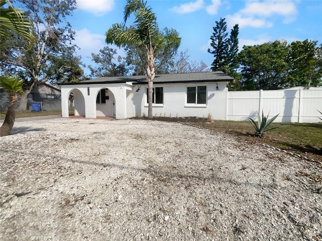 view of single story home