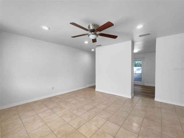 913 27th St E, Bradenton, FL 34208 - unfurnished room featuring recessed lighting, ceiling fan, baseboards, and light tile patterned floors