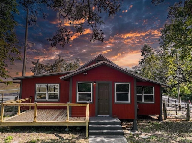 view of front of property featuring a deck