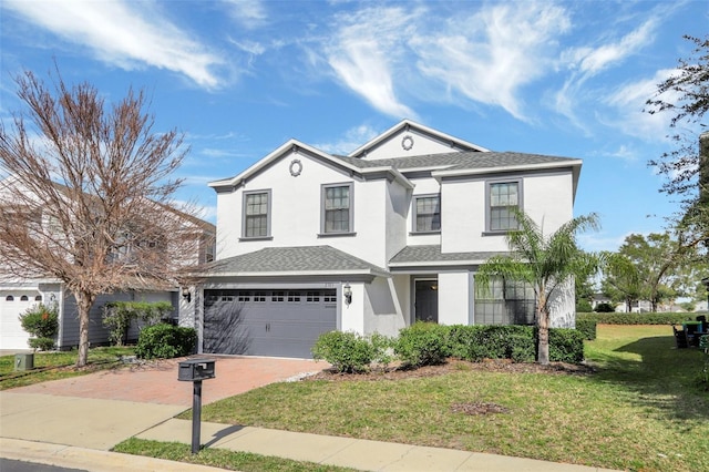 front of property featuring a garage and a front lawn