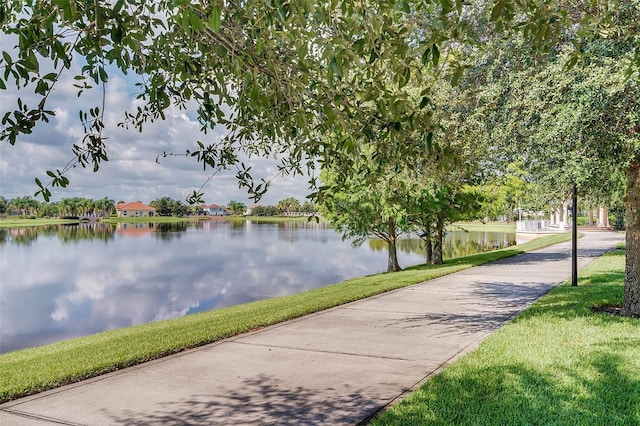 view of community featuring a water view