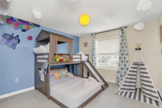 bedroom featuring tile patterned flooring