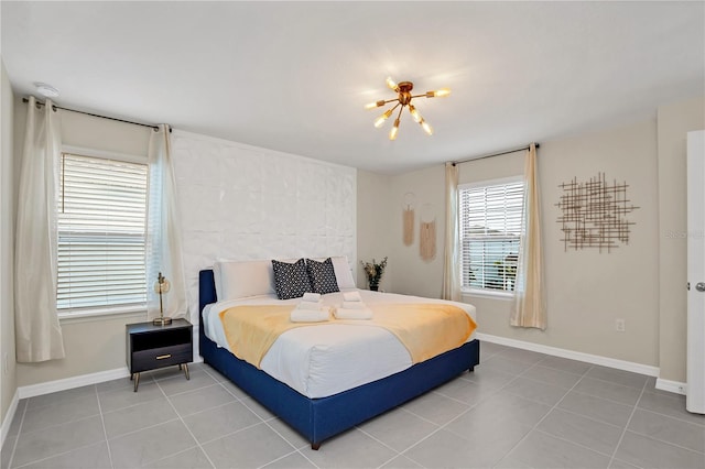 bedroom featuring tile patterned flooring