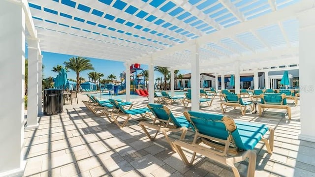 view of patio / terrace featuring a pergola