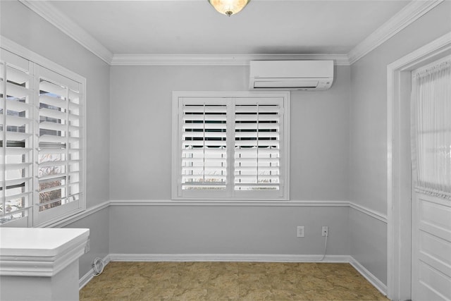 625 Brechin Dr, Winter Park, FL 32792 - unfurnished room with a wall mounted air conditioner, baseboards, and crown molding