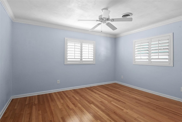 625 Brechin Dr, Winter Park, FL 32792 - empty room with hardwood / wood-style floors, ceiling fan, baseboards, and ornamental molding