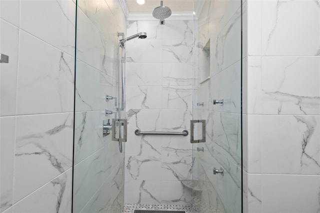 625 Brechin Dr, Winter Park, FL 32792 - full bathroom featuring a marble finish shower and ornamental molding
