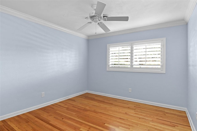625 Brechin Dr, Winter Park, FL 32792 - empty room with light wood-type flooring, baseboards, a ceiling fan, and ornamental molding