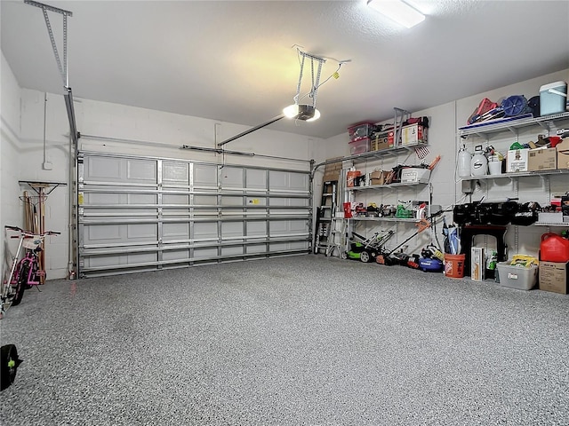 garage with a garage door opener