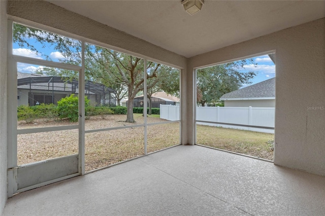 view of unfurnished sunroom