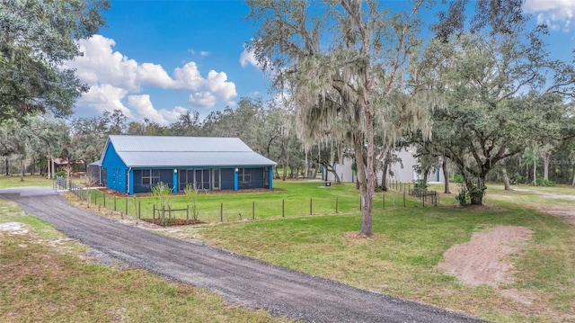 view of front of home with a front lawn