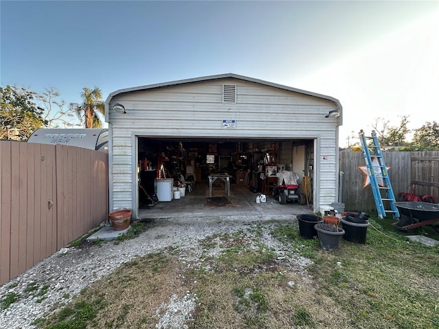 view of garage