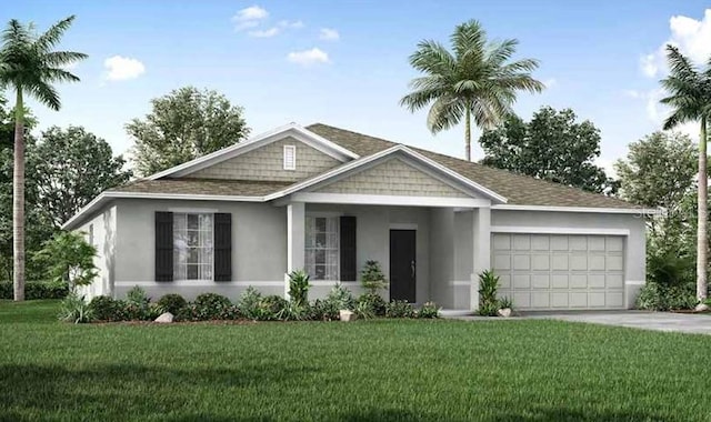 view of front of home featuring a garage and a front yard