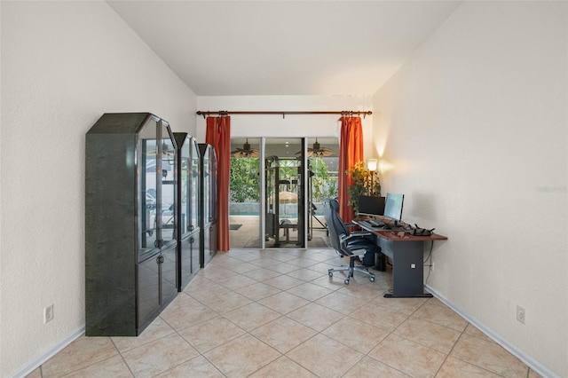 office area with light tile patterned floors