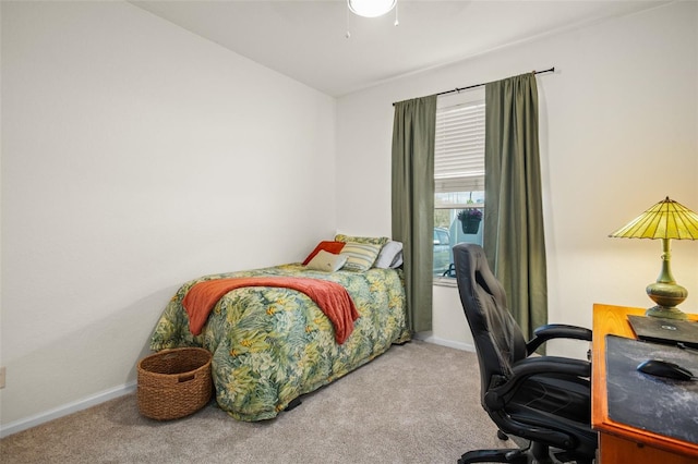 bedroom with carpet floors and ceiling fan