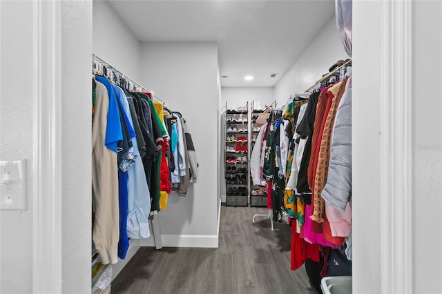 spacious closet with wood finished floors