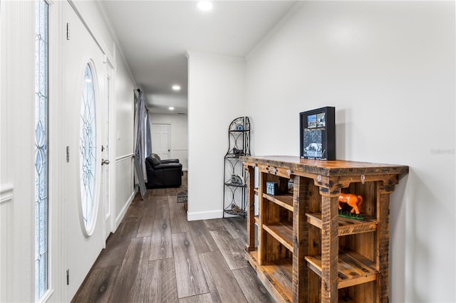 hallway featuring hardwood / wood-style flooring