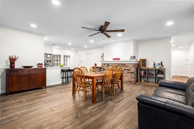 37224 Apiary Rd, Grand Island, FL 32735 - dining space featuring a ceiling fan, wood finished floors, and recessed lighting