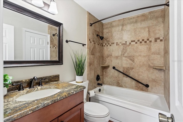 full bathroom with  shower combination, toilet, and vanity